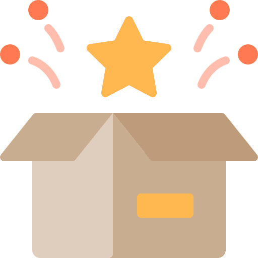 A festive home box featuring star and fireworks visuals.