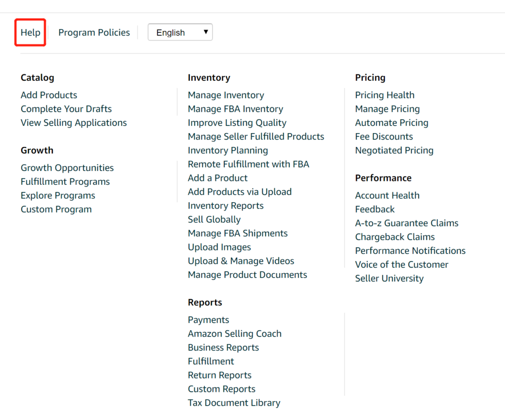 Amazon Seller Central Help